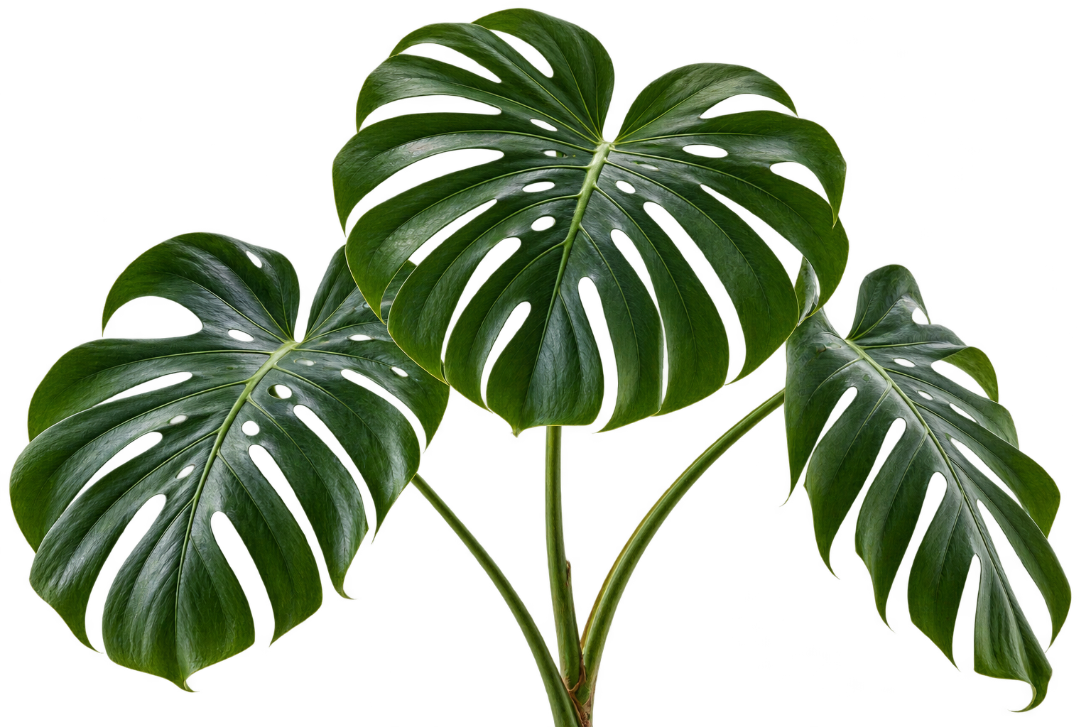 Sculptural tropical monstera leaves